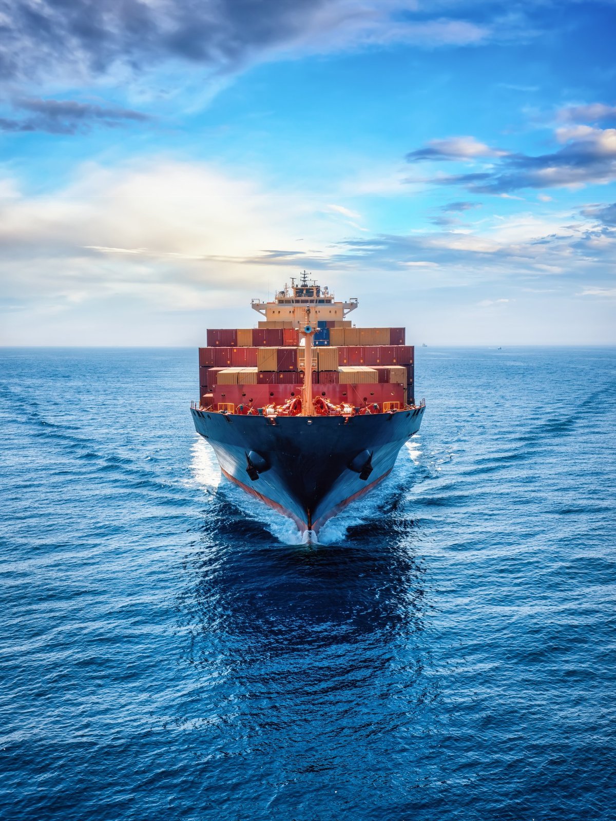 Container cargo vessel over ocean